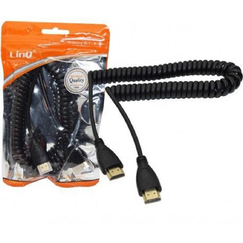 Trade Shop - Cavo Adattatore A Spirale Molla Da Hdmi Maschio A Hdmi Maschio 2 Metri Hd-m4520 -