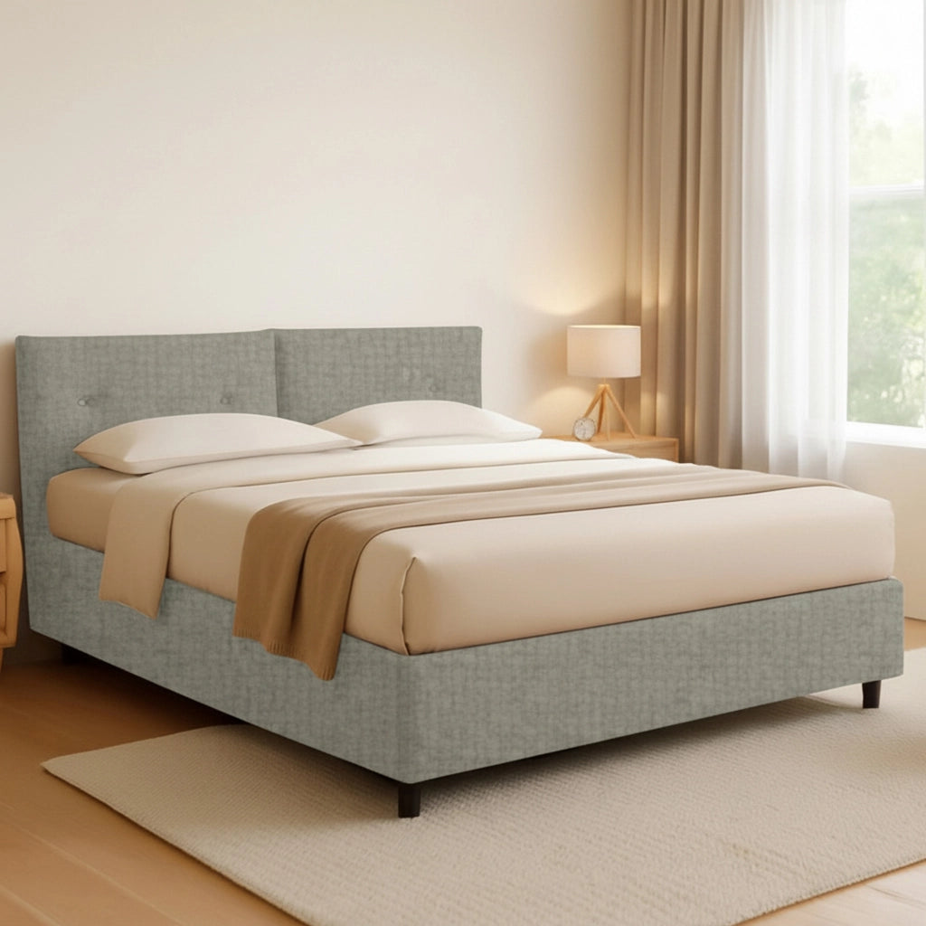 Derby, Letto Matrimoniale Sfoderabile Made in Italy, Grigio