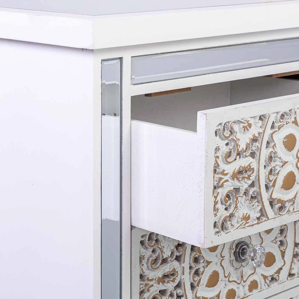 Cassettiera in legno e vetro con 5 cassetti 48x30x89