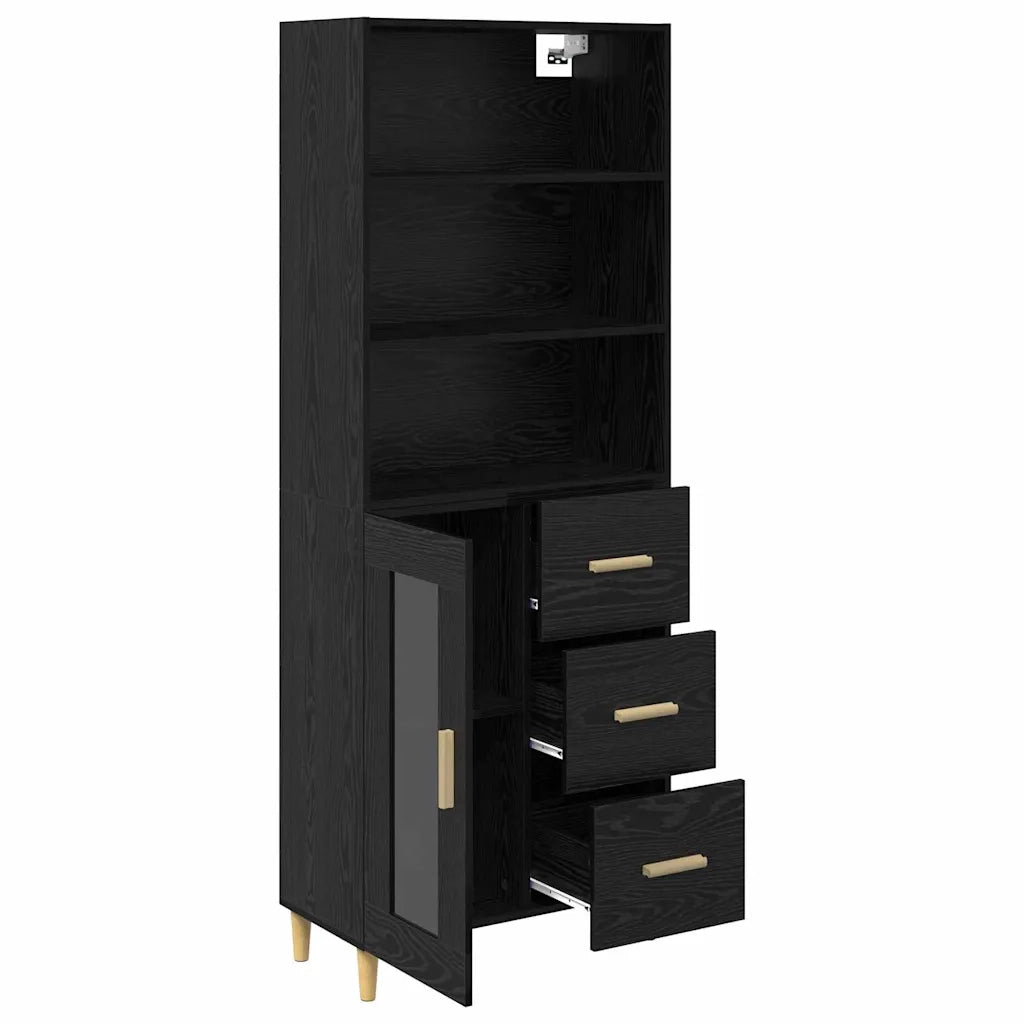 Credenza Rovere Nero 69,5 x 32,5 x 180 cm Legno multistrato