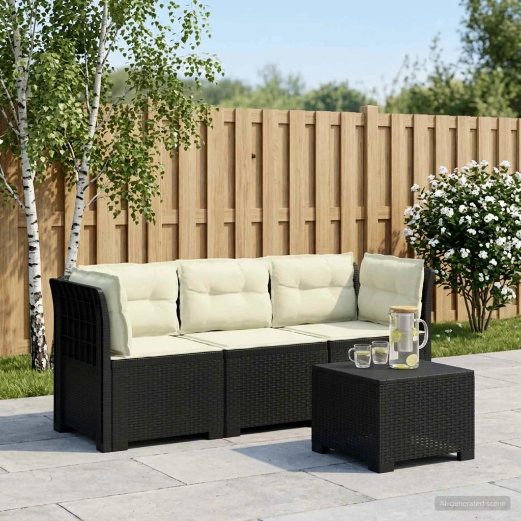 Divano da giardino 3 posti con cuscini in look rattan PP 3443834