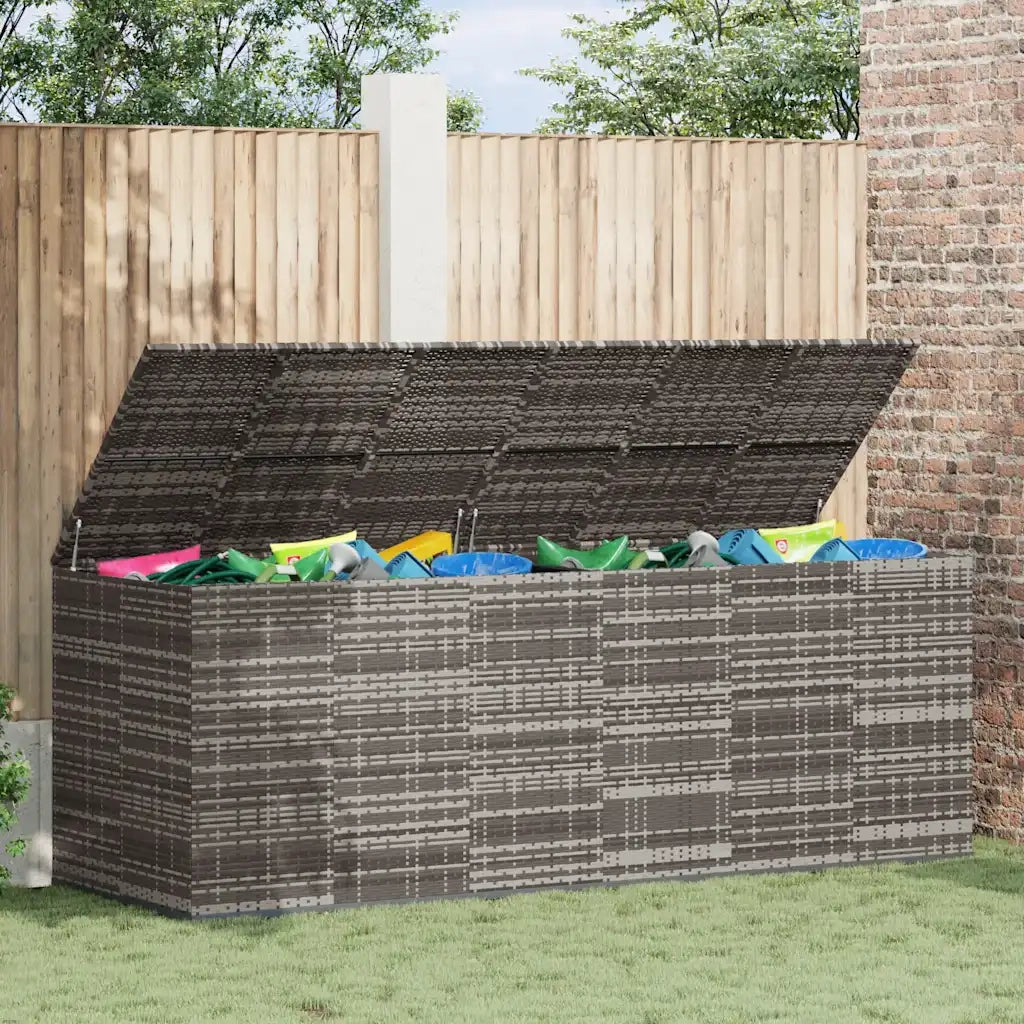 Contenitore da Giardino in Rattan PE 291x100,5x104 cm Grigio 317237