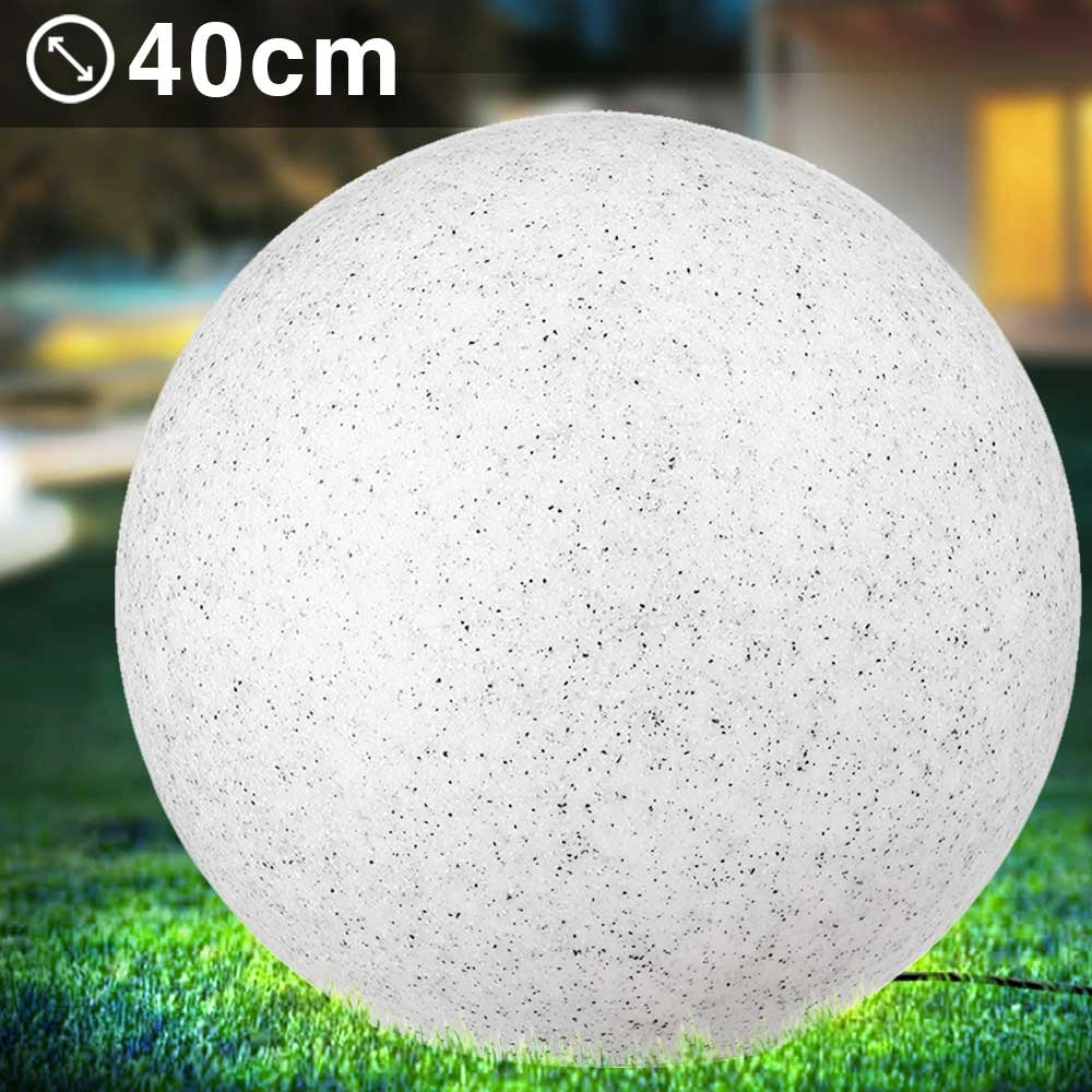 Lampada Sfera Giardino 40cm Luce Esterno Bianco Pietra E27 Decorazione da Esterno