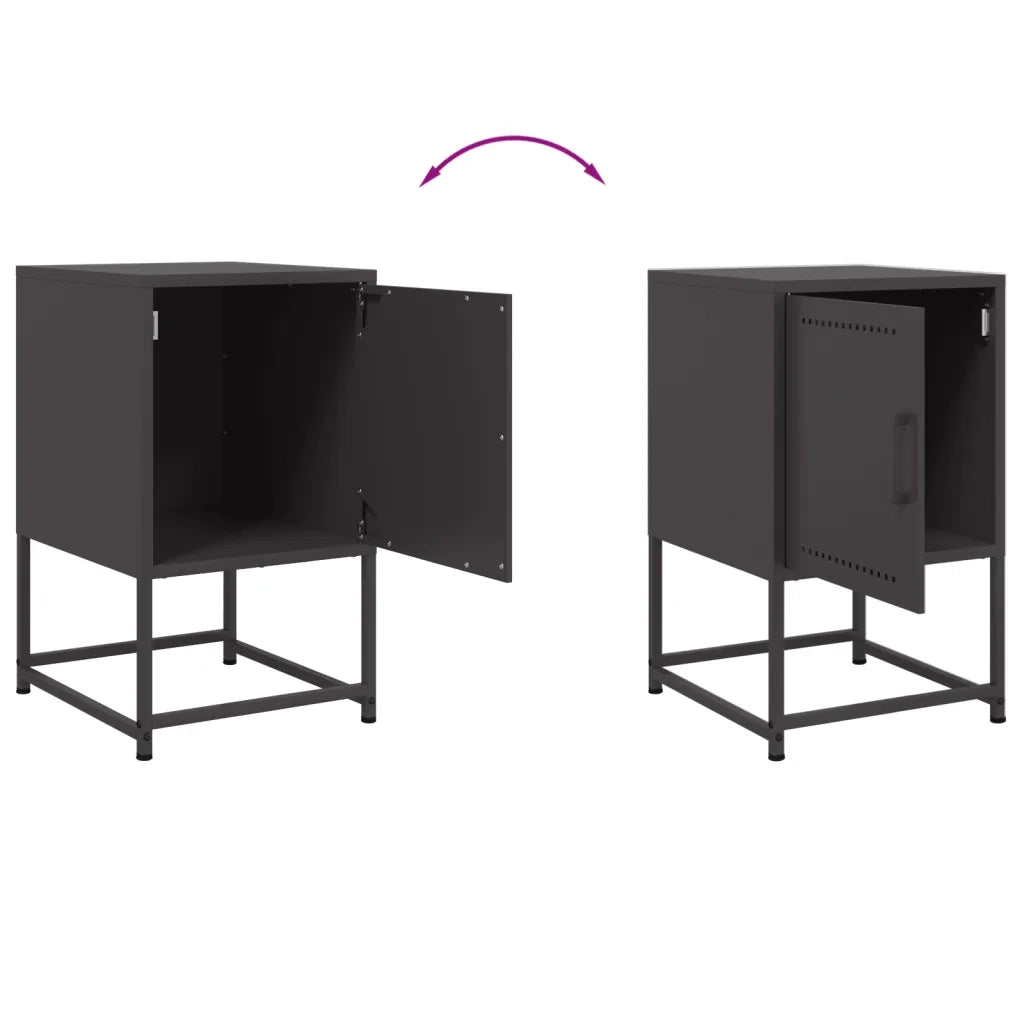 Comodini 2 pz-Set di 2 Tavolino da notte Neri 36x39x60,5 cm in Acciaio 644177