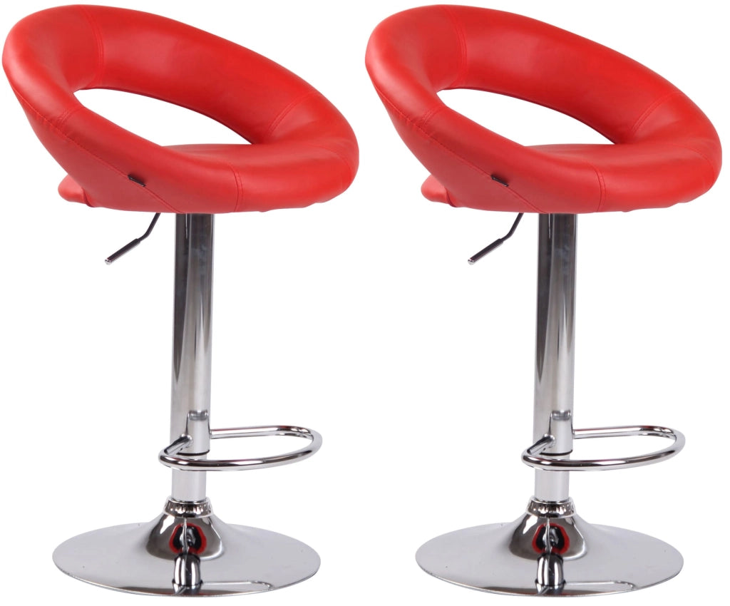 Set di 2 sgabelli da bar Olinda in finta pelle rosso,cromo