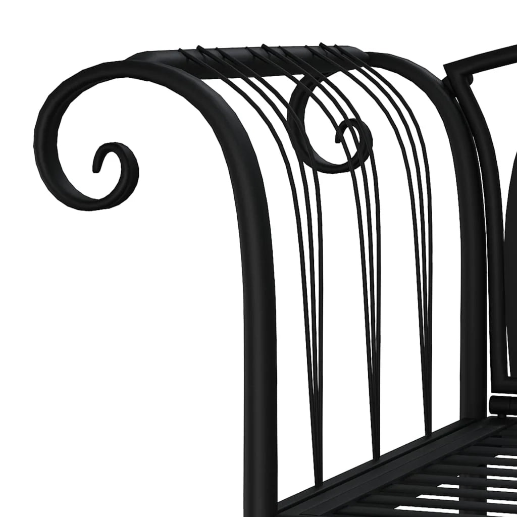 Panca da giardino mobili da esterno per patio terrazza 2 posti 128 x 44,5 x 88 cm acciaio nero 02_0011282