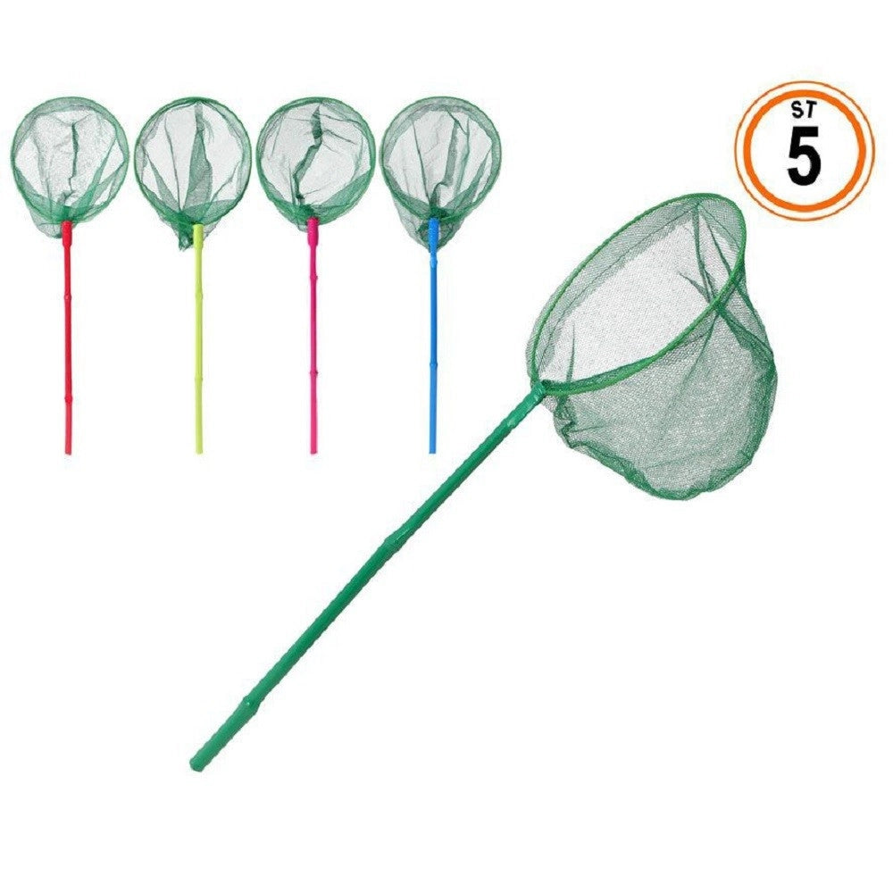 Trade Shop - Guadino Da Pesca 40cm Manico In Bambù Retino Diam 20cm 5 Colori Assortiti 65307a -