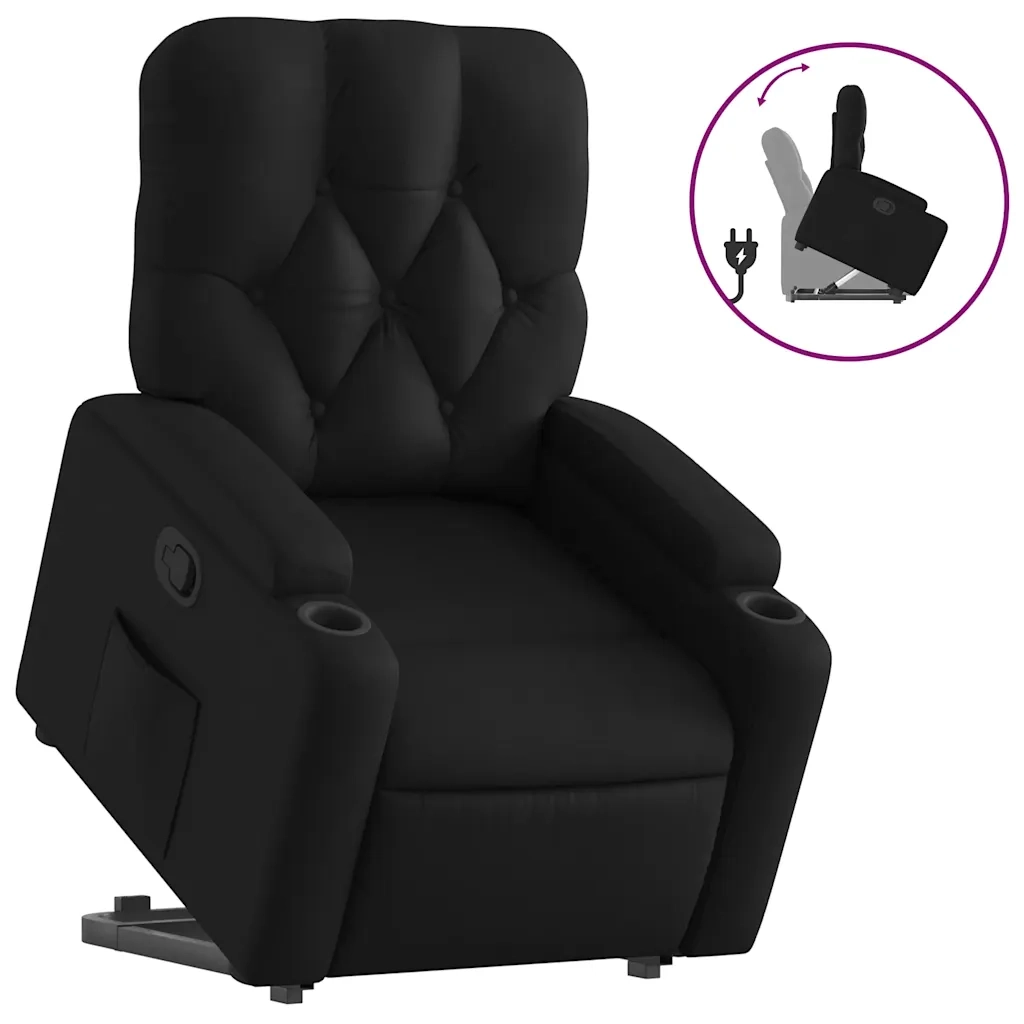 Poltrona | Sedia Relax Alzapersona Reclinabile Nera in Similpelle