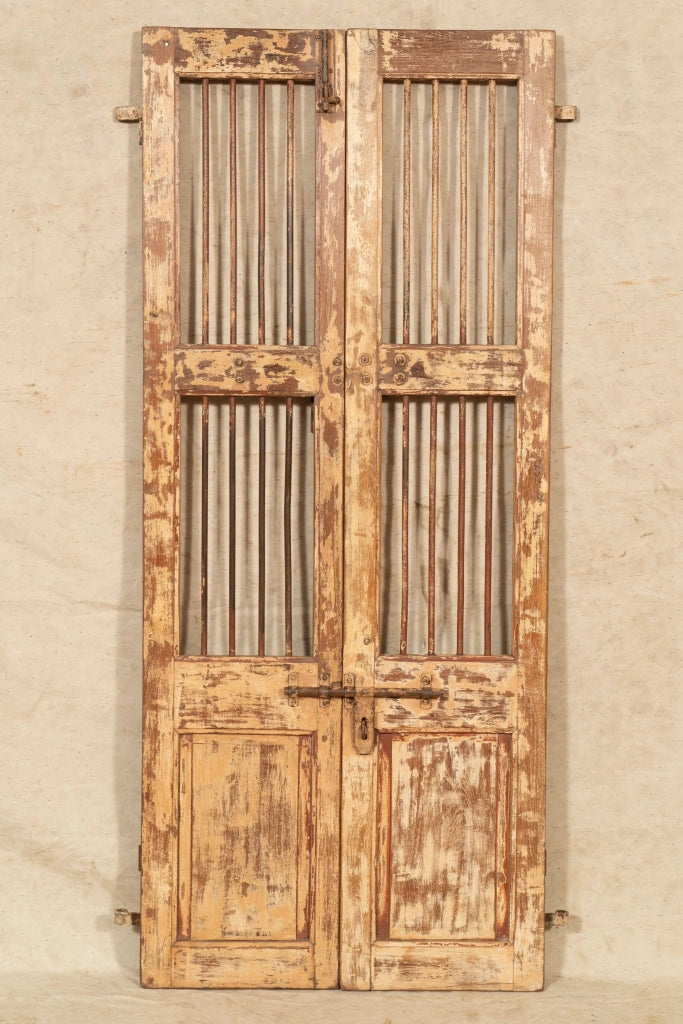 Biscottini Porta portone in legno massello e ferro da interno o da esterno vecchia e antica medievale scorrevole