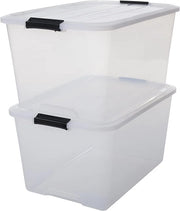 Set di 2 cassetti di archiviazione 45L - Translucido per garage, camera da letto e soggiorno