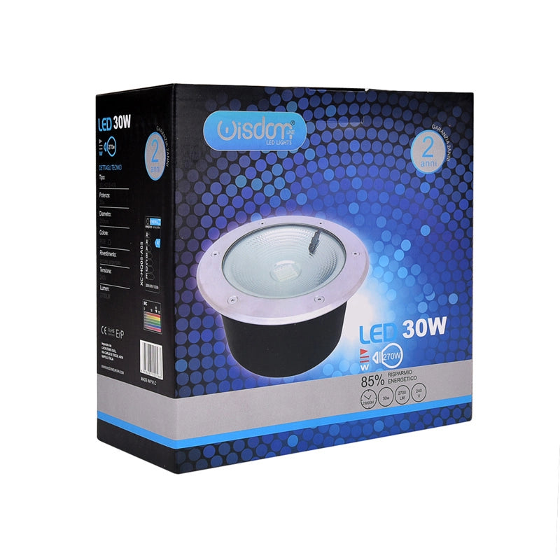 FARO SEGNAPASSO LED COB CALPESTABILE 30W RGB - IN ACCIAIO E VETRO TEMPERATO PER VIALI GIARDINI E INGRESSI