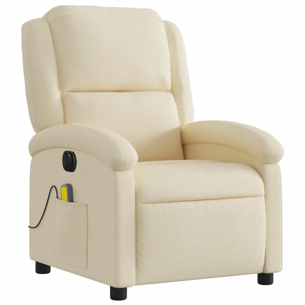 Poltrona Reclinabile Massaggiante Elettrica Crema in Tessuto 3204161