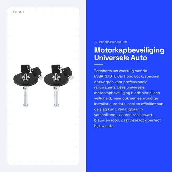 Blocco motore universale - Lame in lega leggera - Blocco di sicurezza - Auto da rally - Incluso chiave e viti - Alta resistenza al tempo