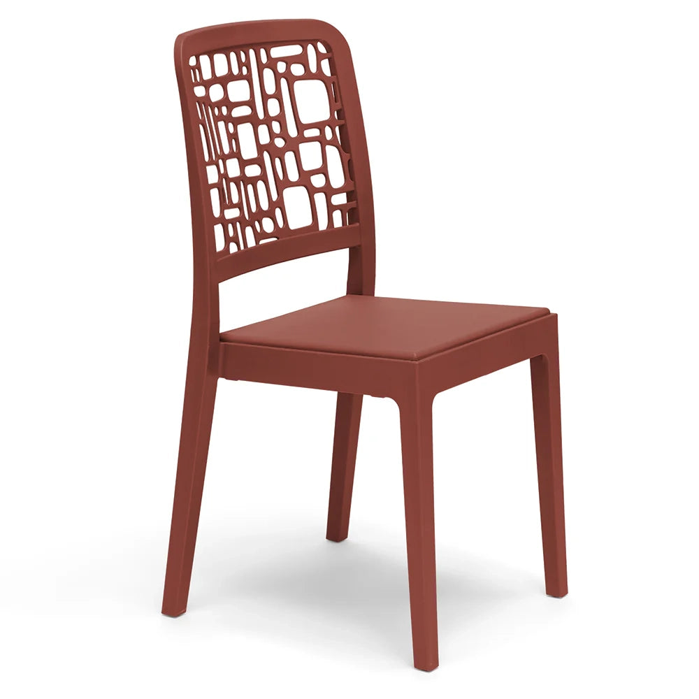 Sedia in polipropilene MEDEA, impilabile, resistente ai raggi UV, design moderno, ideale per sala da pranzo, cucina, sala d’attesa, bar, ristoranti o giardino, colore Mattone