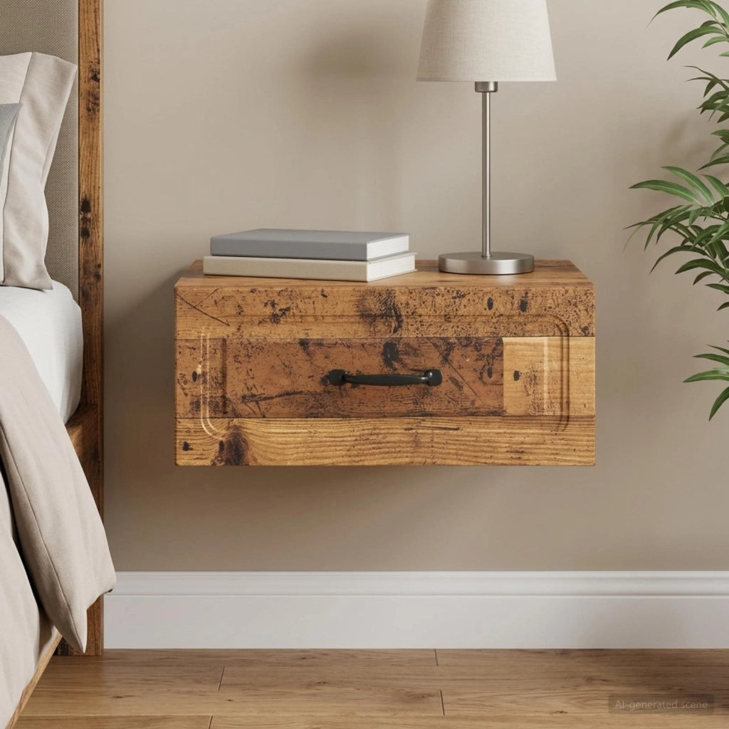 Mobiletto da notte a muro Legno antico 49 x 34,5 x 20 cm 899311