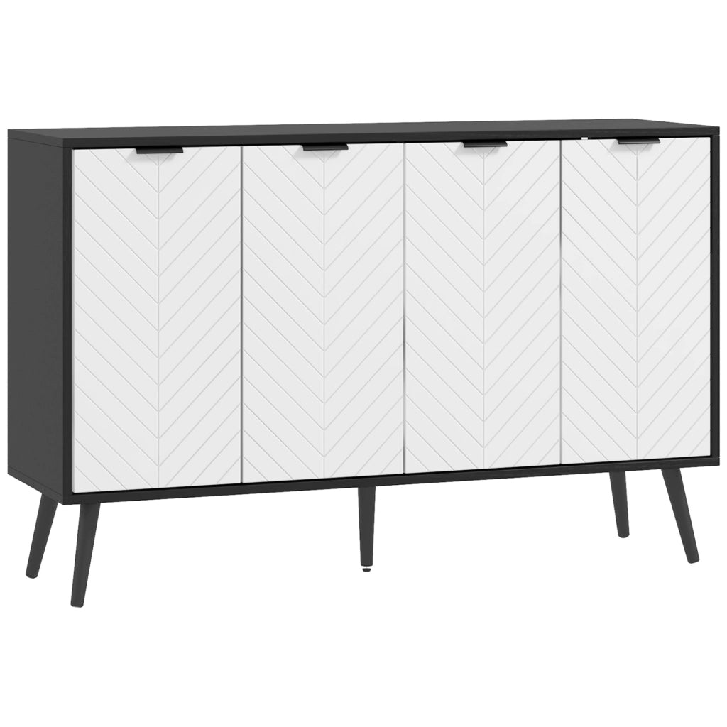 Credenza 4 ante ¨C Xylo ¨C Legno bianco e nero 120x35x77 cm
