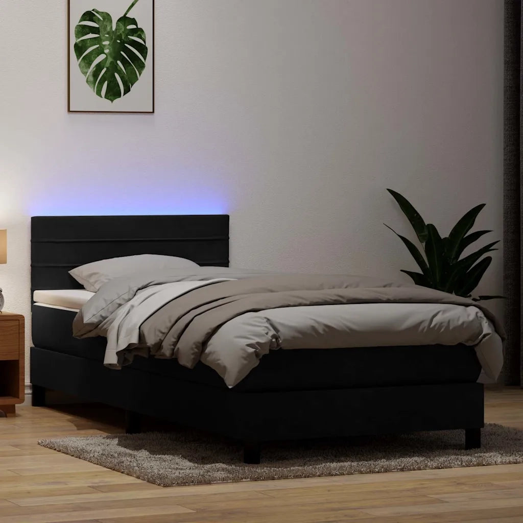 vidaXL Giroletto a Molle con Materasso Nero 90x210 cm in Velluto
