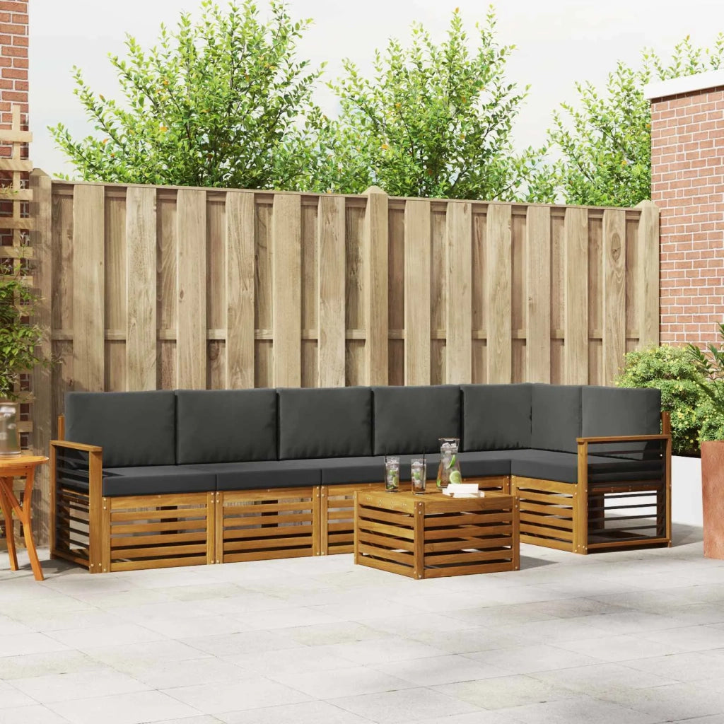 Set divano sezionale con cuscino 7 pcs Naturale e Antracite