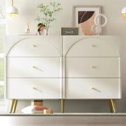 Cassettiera Elegante con 6 Cassetti, Ideale per Camera da Letto e Tutti gli Ambienti, Bianco Crema
