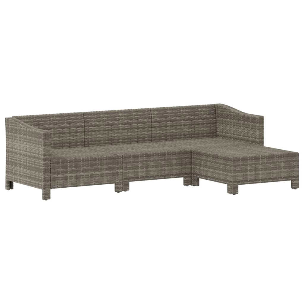 Set di mobili da giardino mobili da esterno set da 4 pezzi con cuscini resina intrecciata grigia 02_0016142