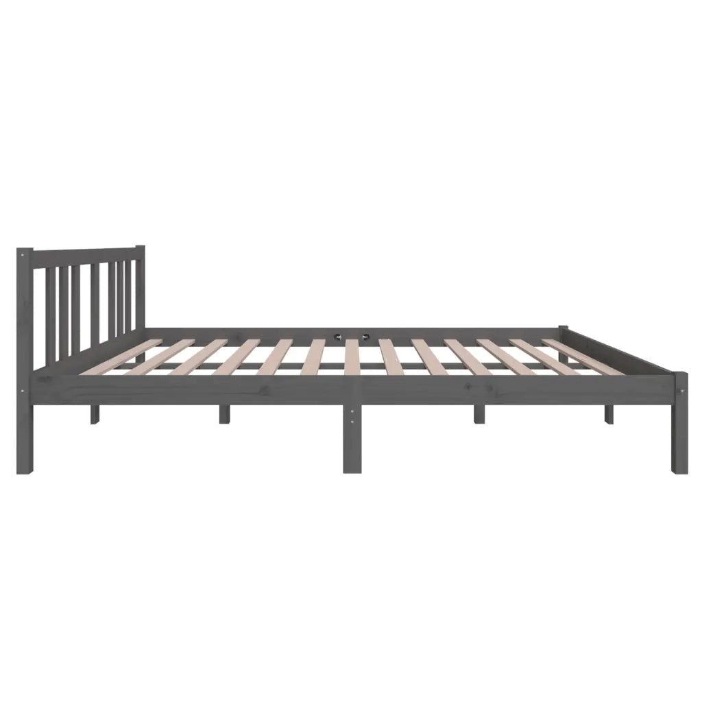 Giroletto-Struttura Letto Grigio in Legno Massello 140x200 cm 607009