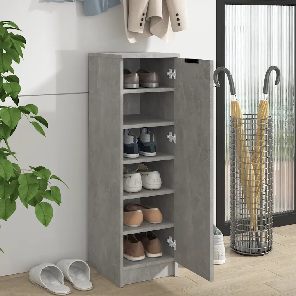 Scarpiera-Scaffale per scarpe Grigio Cemento 30x35x100 cm in Legno Multistrato
