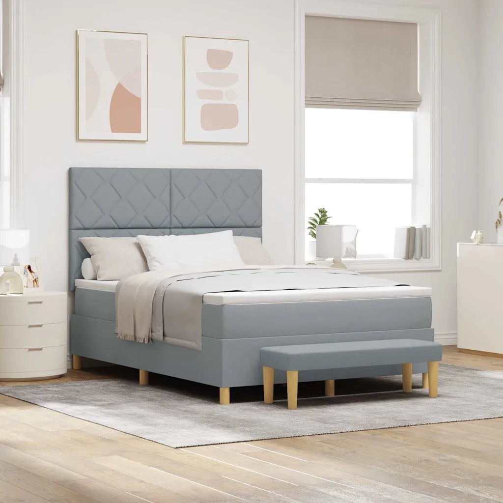 Letto a molle con materasso Grigio chiaro 140 x 200 cm Tessuto 3344380