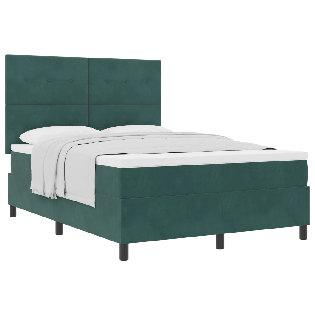 Letto con Rete a Molle e Materasso Verde Scuro 160x200 cm Velluto