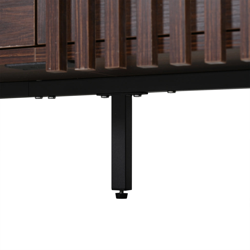 Mobile TV 180x40x45 cm con 2 cassetti e ante a lamelle in MDF