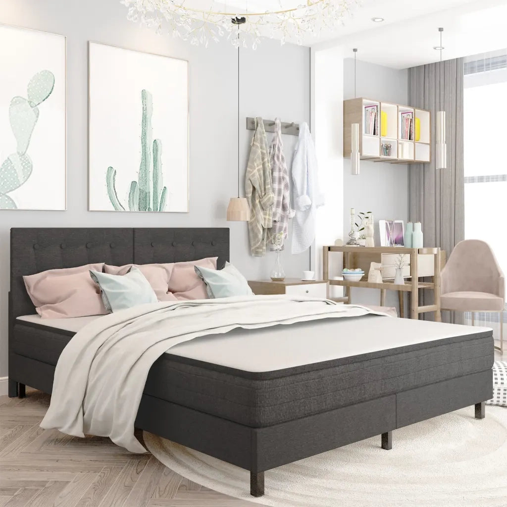 Testiera | Testata Letto Trapuntata Grigio Scuro in Tessuto 160x200 cm