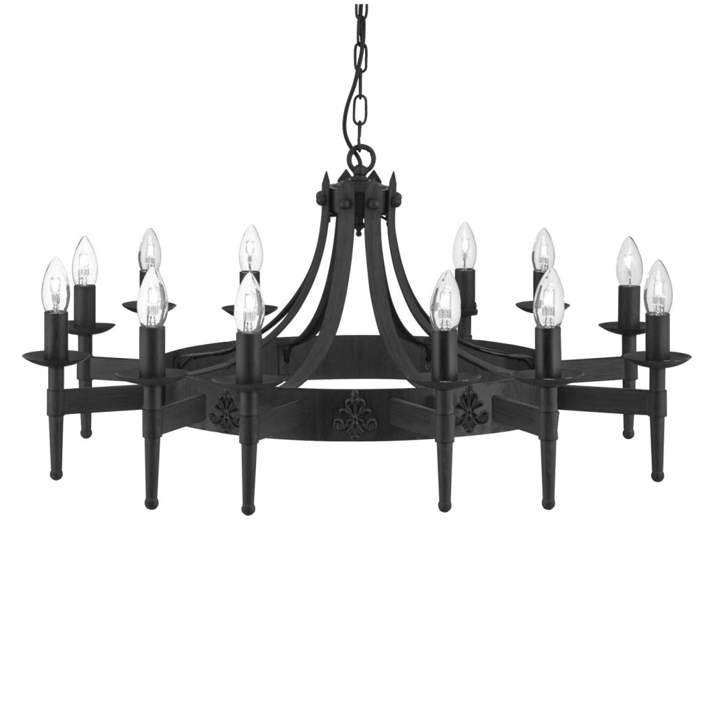 Cartwheel II 12Lt Pendant - Ferro battuto nero