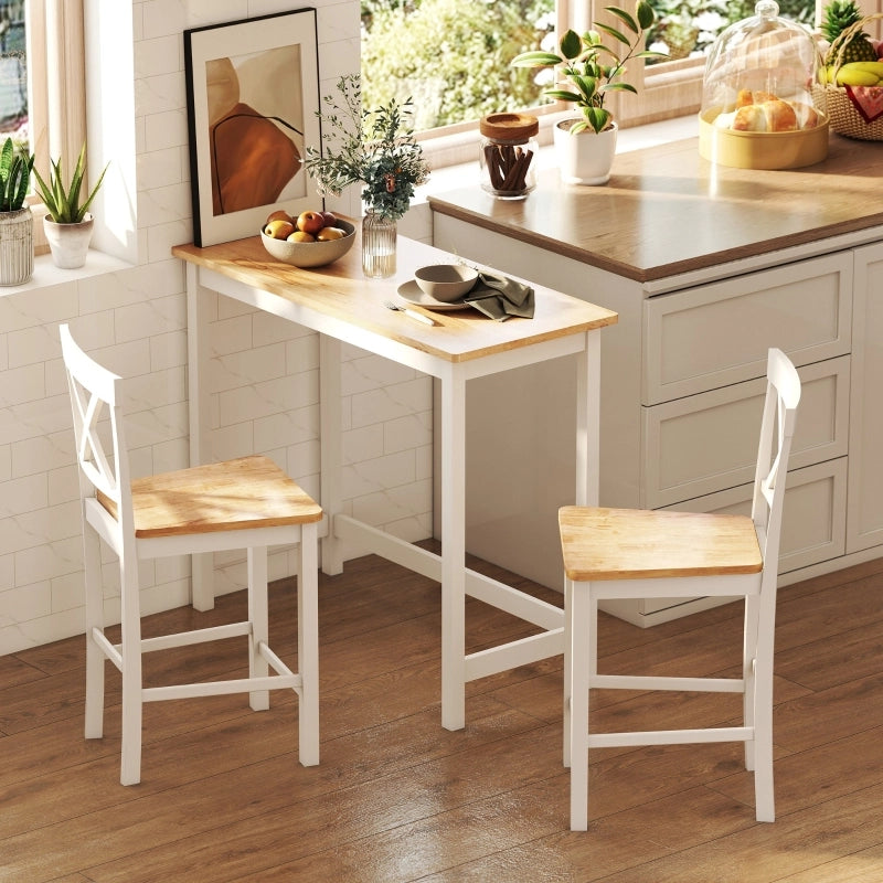 Tavolo da pranzo - bar - effetto rovere - compatto - per 2 persone - legno naturale+bianco