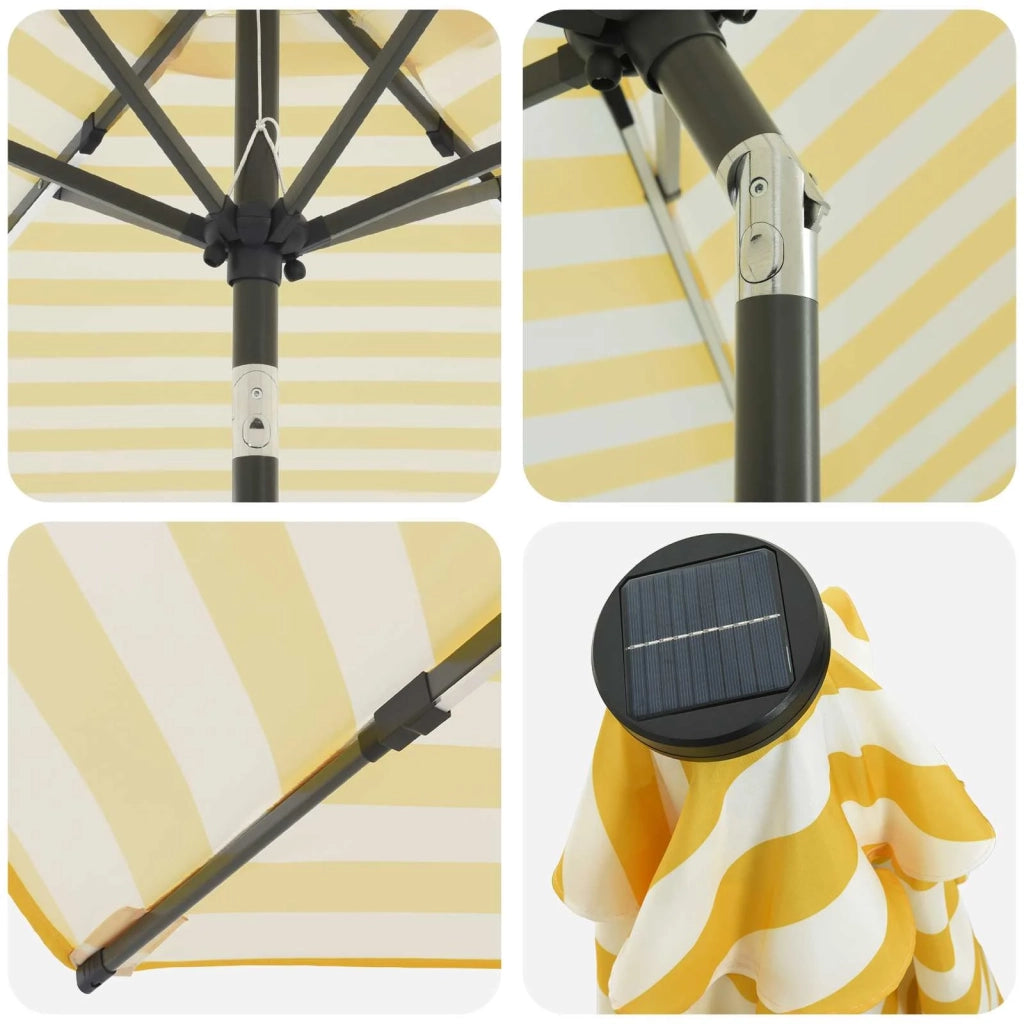 Ombrellone da giardino-Parasol da giardino con luci LED e base 230 x 230 cm Poliestere 916080