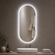 Specchio per bagni ed ambienti ovale retroilluminato a led con interruttore touch *** misure 60x100 cm, tonalità dim...