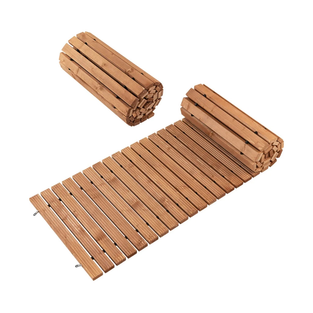 Passerella da giardino in legno 245 x 55 cm antiscivolo design naturale ambiente esterno legno di abete marrone 20_0010033