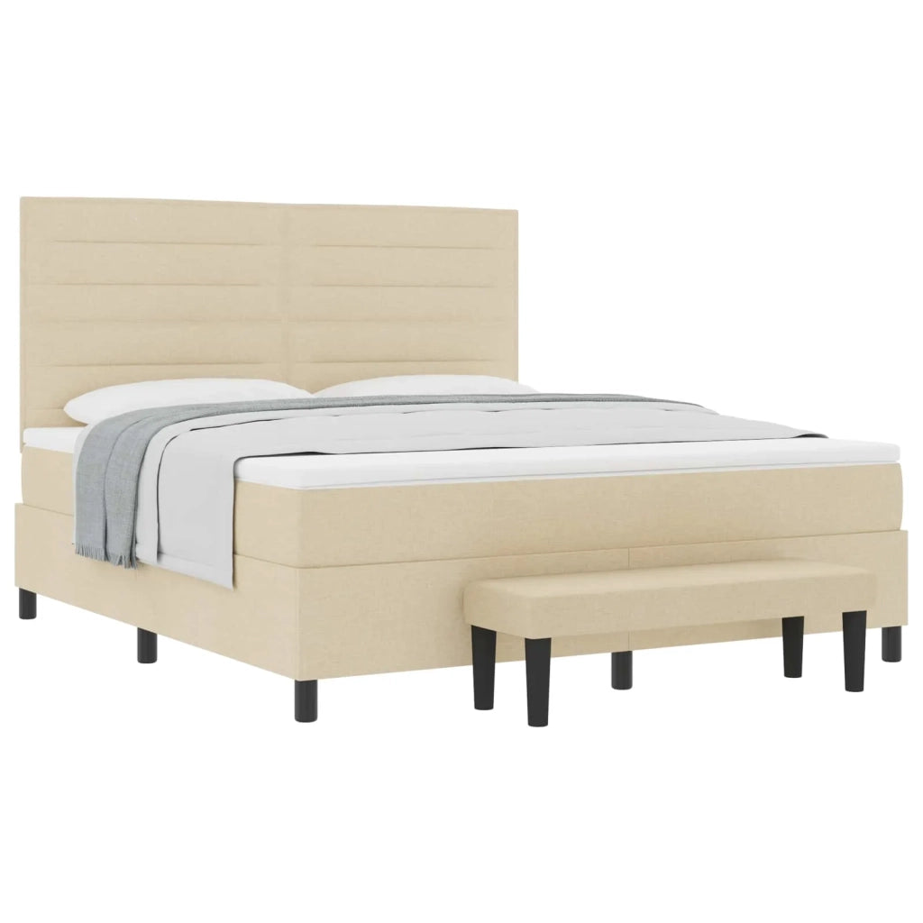 Letto a molle con cuscino Crema 180 x 200 cm Tessuto 3344014