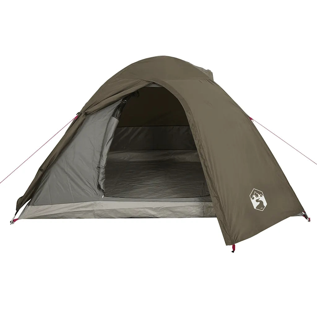 Tenda da Campeggio a Cupola per 3 Persone-Tenda per Escursionismo Marrone Impermeabile