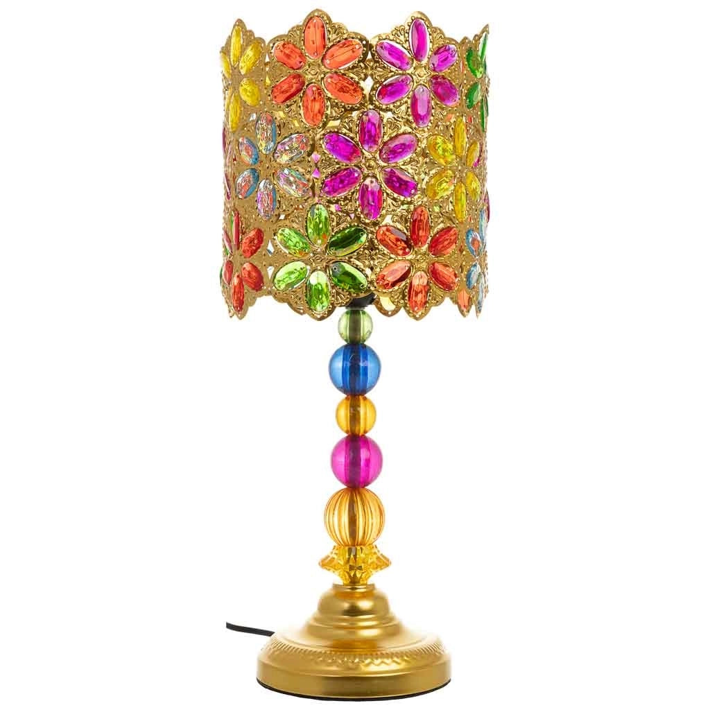 Lampada in metallo con vetro acrilico colorato 23x23x46