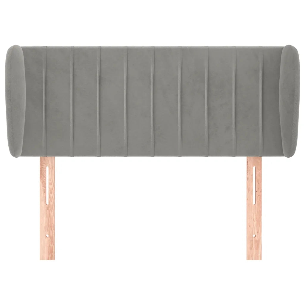 Testiera | Testata ad Orecchio Grigio Chiaro 103x23x78/88 cm in Velluto