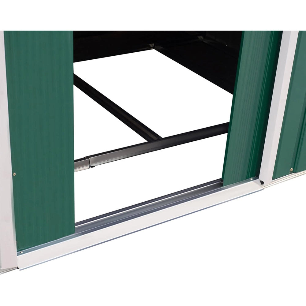 CASETTA BOX PORTA ATTREZZI CAPANNO GIARDINO BASE E DOPPIE PORTE SCORREVOLI 277×195×192cm IN ACCIAIO VERDE OUTSUNNY 845-031GN