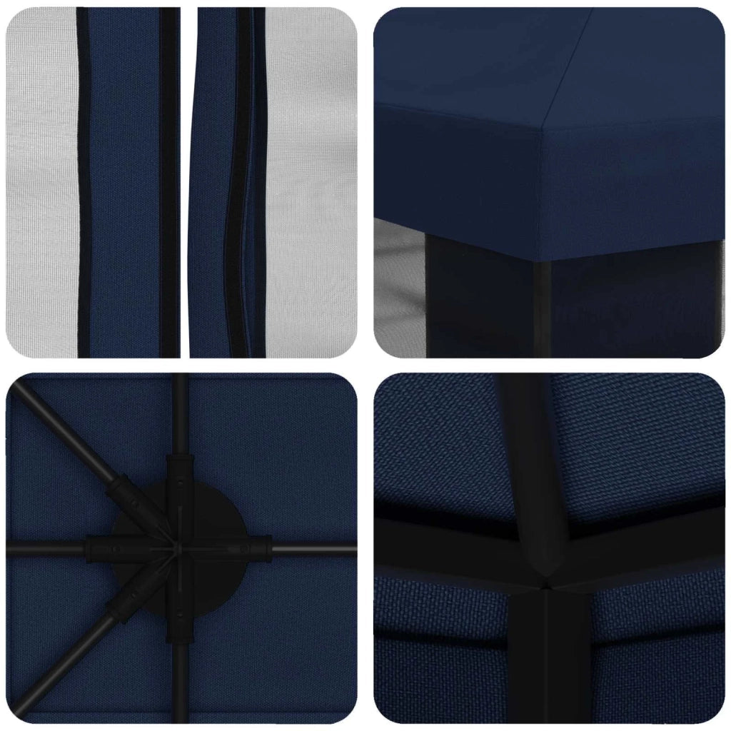Gazebo da giardino con pareti laterali 4 × 3 m Blu 900391