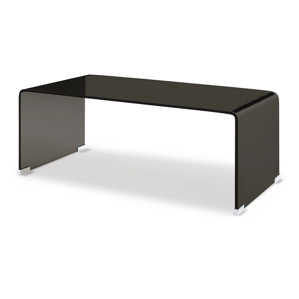 Tavolino da Caffè Väsas in Vetro 90 x 45 x 35 cm - Grigio Scuro [en.casa]