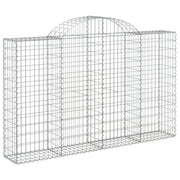 Cesto gabbione recinzione a gabbia muro di contenimento ad arco 200 x 30 x 120/140 cm ferro zincato argento 02_0039994
