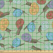 Tessuto per animali per metro, Lumache e molluschi, stoffa ricamata per arredamento e accessori domestici, 1M (148x100cm), blu-verde