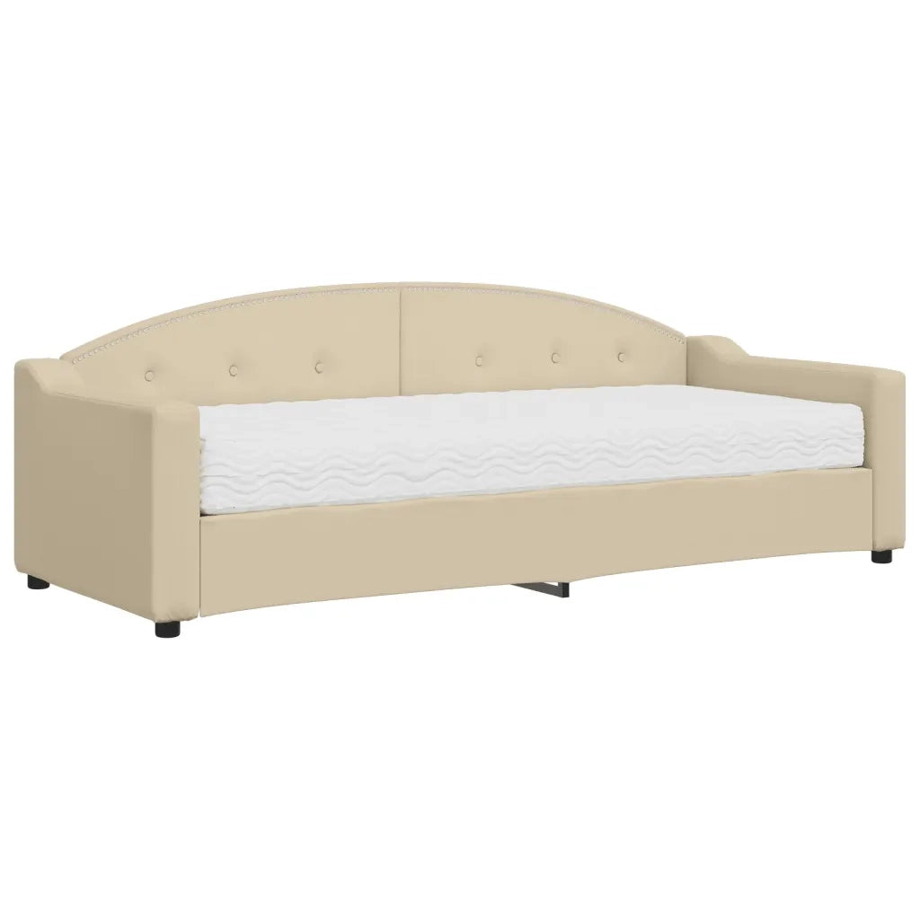 Divano letto | Sof¨¤ letto | Letto singolo con Materasso Crema 80x200 cm in Tessuto