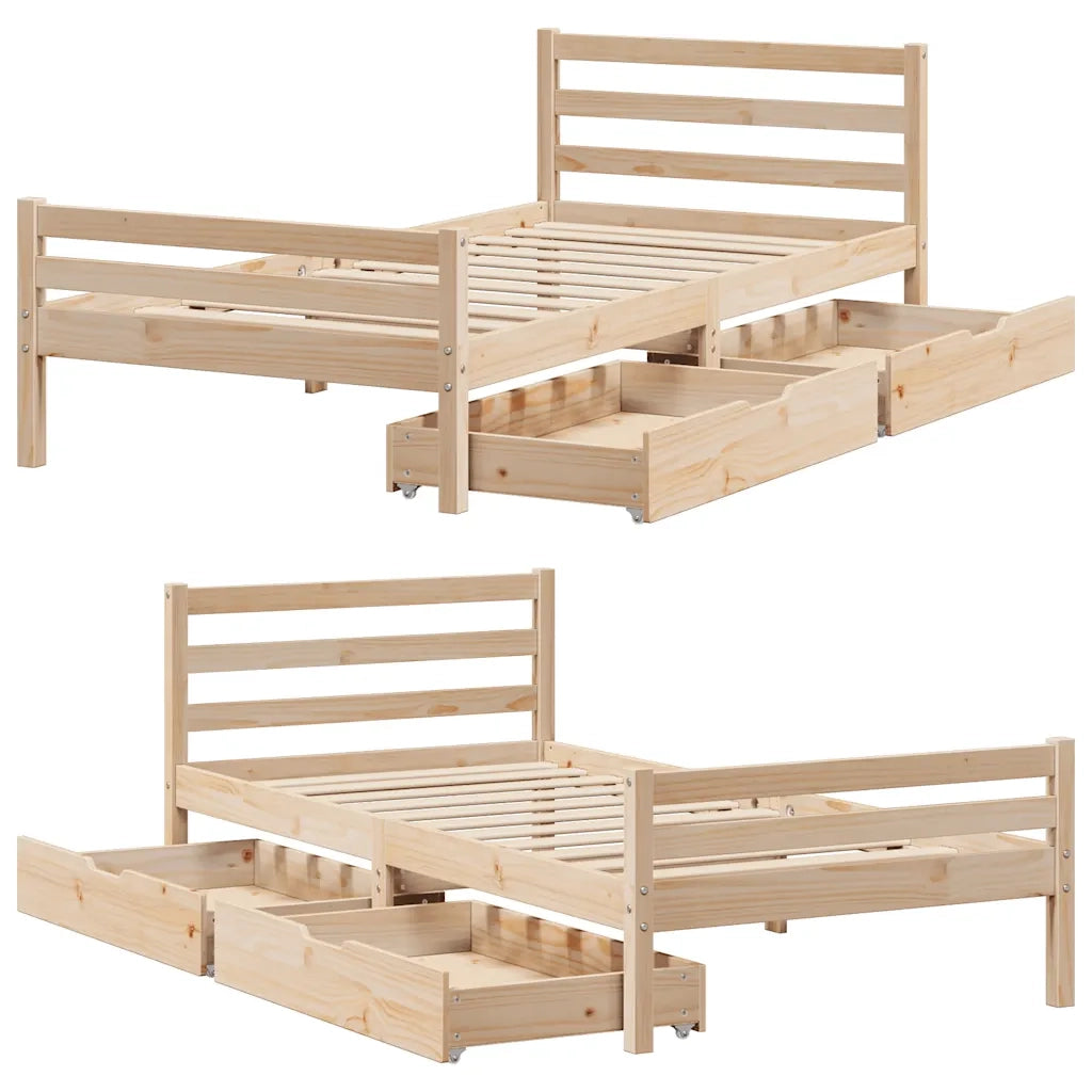 Giroletto senza Materasso-Struttura Letto 100x200 cm in Legno Massello di Pino 400917