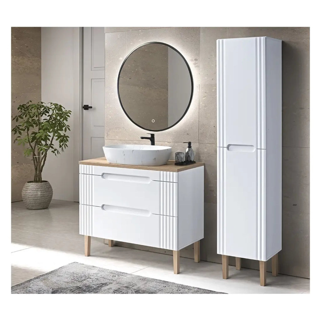 Lavabo ovale da appoggio 60x30 cm bianco effetto marmo con piletta clic clac