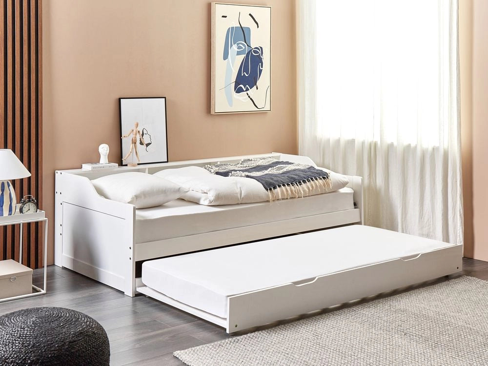 Letto a scomparsa in pino bianco con struttura in velluto UE misura singola 90 x 200 cm Telaio a doghe Extra Telaio a scomparsa