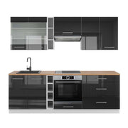 Cucina componibile Fame-Line Antracite lucido/Bianco 235 cm, PL Rovere Vicco