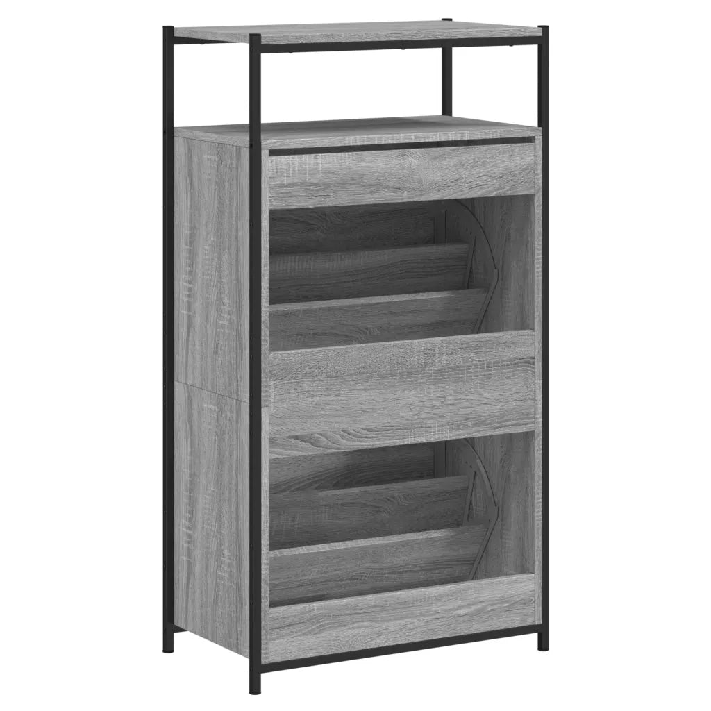 Scarpiera-Scaffale per scarpe Grigio Sonoma 60x34x112 cm in Legno Multistrato